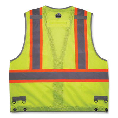 Glowear 8231Tv Class 2 Hi-Vis Tool Tethering Safety Vest, Polyester, 4X-Large/5X-Large, Lime