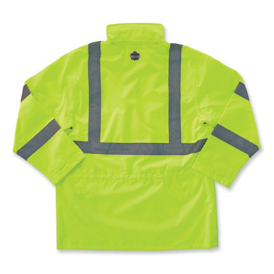 Glowear 8365 Class 3 Hi-Vis Rain Jacket, Polyester, Medium, Lime