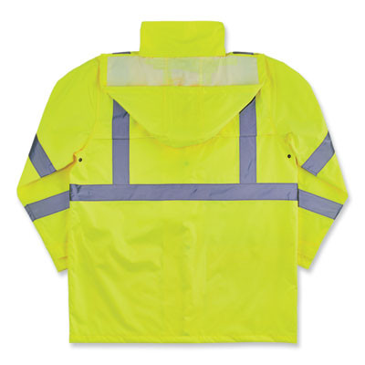 Glowear 8366 Class 3 Lightweight Hi-Vis Rain Jacket, Polyester, 4X-Large, Lime