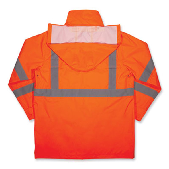 Glowear 8366 Class 3 Lightweight Hi-Vis Rain Jacket, Polyester, 2X-Large, Orange