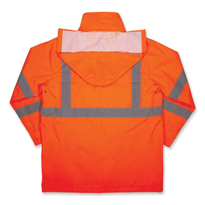 Glowear 8366 Class 3 Lightweight Hi-Vis Rain Jacket, Polyester, 4X-Large, Orange