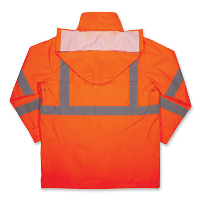 Glowear 8366 Class 3 Lightweight Hi-Vis Rain Jacket, Polyester, 5X-Large, Orange