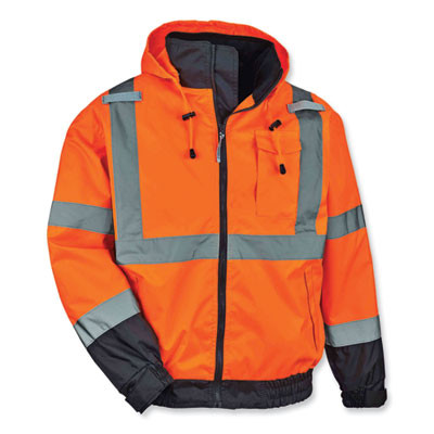 Glowear 8379 Class 3 Hi-Vis Fleece Lined Bomber Jacket, Orange, 5X-Large