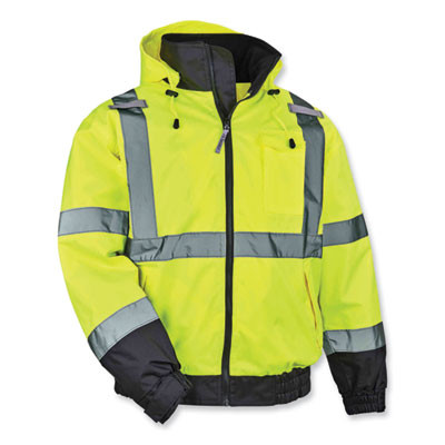 Glowear 8379 Class 3 Hi-Vis Fleece Lined Bomber Jacket, Lime, Medium