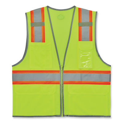 Glowear 8246Z-S Single Size Class 2 Two-Tone Mesh Vest, Polyester, X-Large, Lime