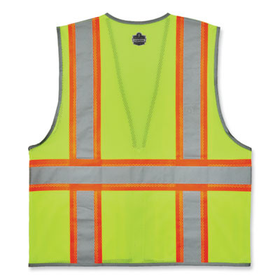 Glowear 8246Z-S Single Size Class 2 Two-Tone Mesh Vest, Polyester, 4X-Large, Lime