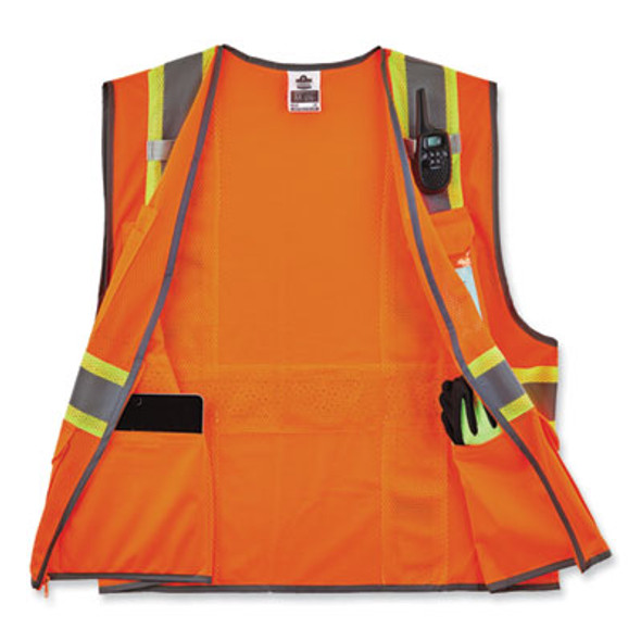Glowear 8246Z-S Single Size Class 2 Two-Tone Mesh Vest, Polyester, 2X-Large, Orange