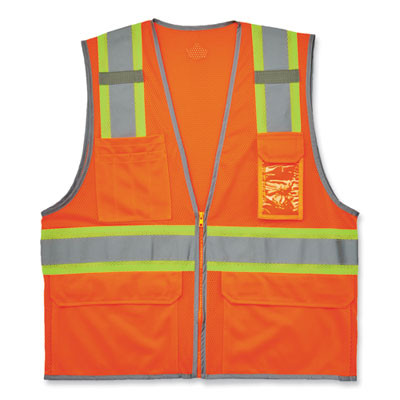 Glowear 8246Z-S Single Size Class 2 Two-Tone Mesh Vest, Polyester, 3X-Large, Orange