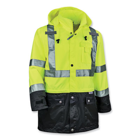 Glowear 8365Bk Class 3 Hi-Vis Rain Jacket Black Bottom, 5X-Large, Lime