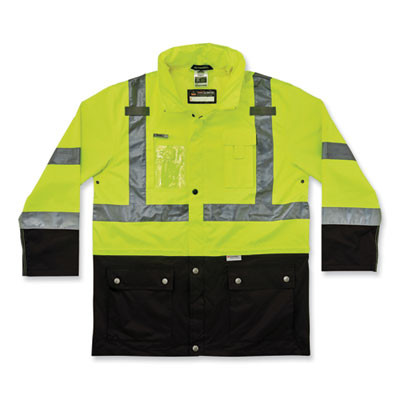 Glowear 8386 Class 3 Hi-Vis Outer Shell Jacket, Polyester, Small, Lime
