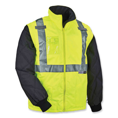 Glowear 8287 Class 2 Hi-Vis Jacket With Removable Sleeves, Large, Lime