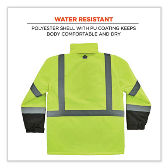 Glowear 8384 Class 3 Hi-Vis Quilted Thermal Parka, Medium, Lime