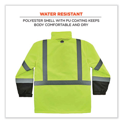 Glowear 8384 Class 3 Hi-Vis Quilted Thermal Parka, Medium, Lime