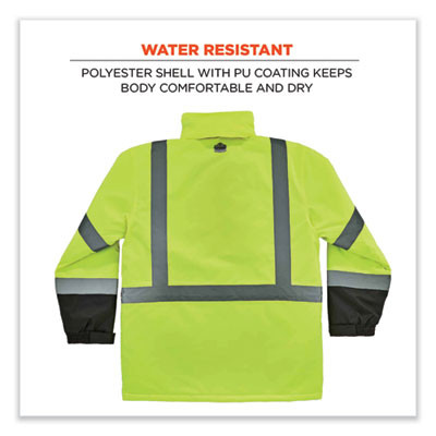 Glowear 8384 Class 3 Hi-Vis Quilted Thermal Parka, Large, Lime