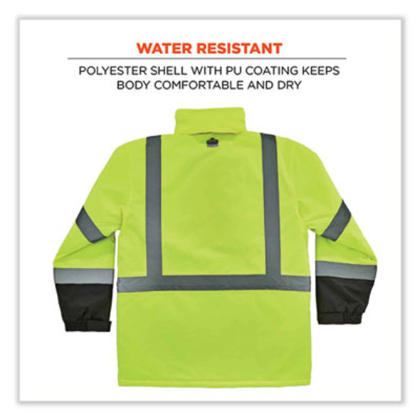 Glowear 8384 Class 3 Hi-Vis Quilted Thermal Parka, 5X-Large, Lime