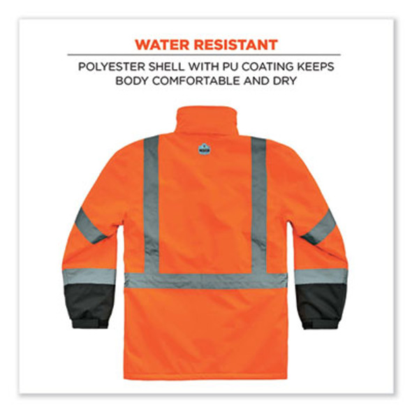 Glowear 8384 Class 3 Hi-Vis Quilted Thermal Parka, Large, Orange