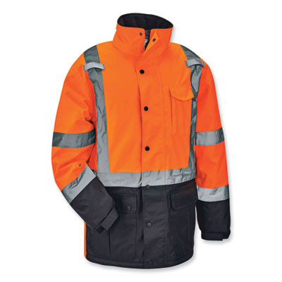 Glowear 8384 Class 3 Hi-Vis Quilted Thermal Parka, 3X-Large, Orange