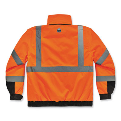 Glowear 8381 Class 3 Hi-Vis 4-In-1 Quilted Bomber Jacket, Orange, Small