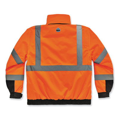 Glowear 8381 Class 3 Hi-Vis 4-In-1 Quilted Bomber Jacket, Orange, 2X-Large