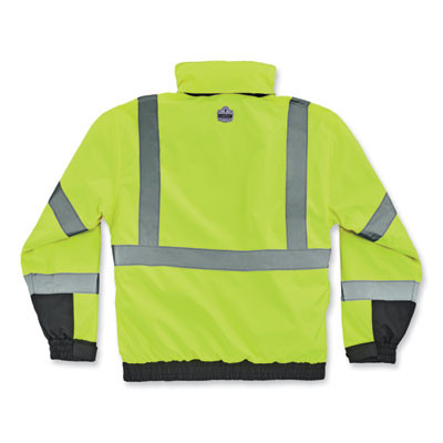 Glowear 8381 Class 3 Hi-Vis 4-In-1 Quilted Bomber Jacket, Lime, Medium