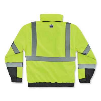 Glowear 8381 Class 3 Hi-Vis 4-In-1 Quilted Bomber Jacket, Lime, Large