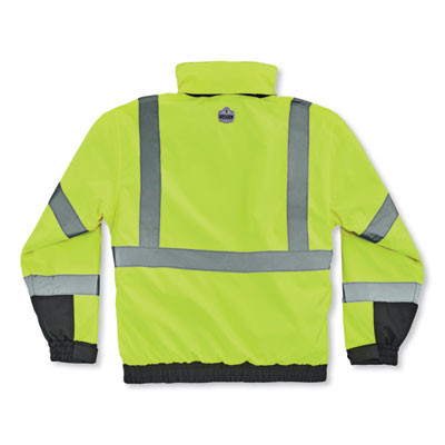 Glowear 8381 Class 3 Hi-Vis 4-In-1 Quilted Bomber Jacket, Lime, 5X-Large
