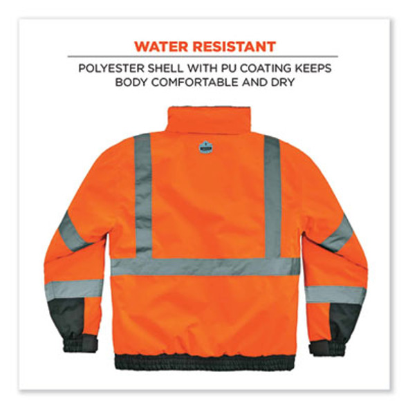Glowear 8377 Class 3 Hi-Vis Quilted Bomber Jacket, Orange, Large