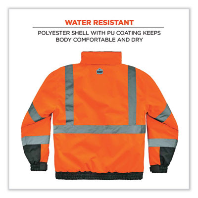 Glowear 8377 Class 3 Hi-Vis Quilted Bomber Jacket, Orange, X-Large