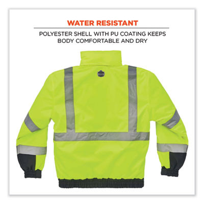 Glowear 8377 Class 3 Hi-Vis Quilted Bomber Jacket, Lime, Medium