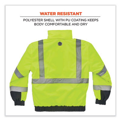 Glowear 8377 Class 3 Hi-Vis Quilted Bomber Jacket, Lime, 2X-Large