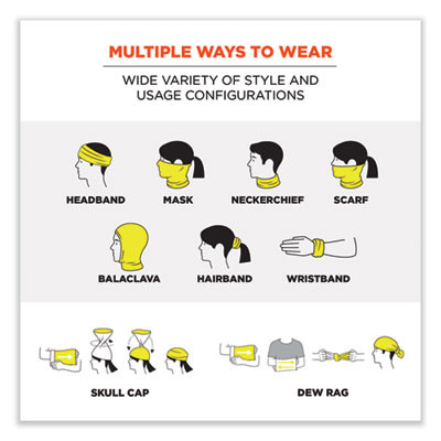 Chill-Its 6487R Reflective Cooling Multi-Band, Polyester/Spandex, One Size Fits Most, Hi-Vis Lime