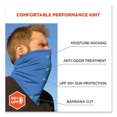 Chill-Its 6483 Cooling Neck Gaiter Bandana Pocket, Polyester/Spandex, Small/Medium, Blue