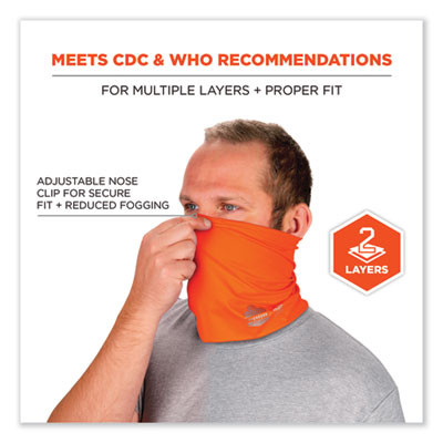 Chill-Its 6489 2-Layer Cooling Performance Knit Multi-Band, Polyester/Spandex, Small/Medium, Hi-Vis Orange