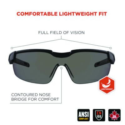 Skullerz Dellenger Safety Glasses With Adjustable Temples, Matte Black Half Frame, Smoke Single Lens