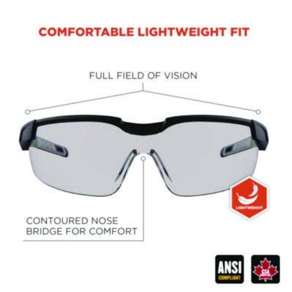 Skullerz Dellenger Safety Glasses, Adjustable Temples, Black Frame, Indoor/Outdoor Polycarbonate Lens
