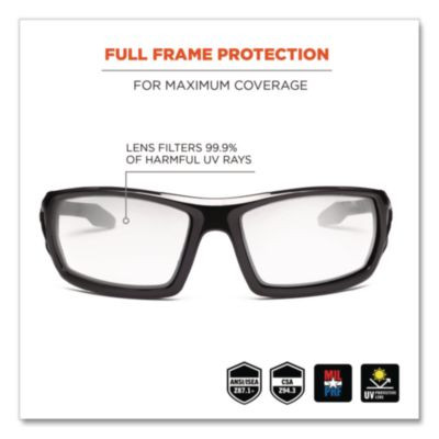 Skullerz Odin Safety Glasses, Black Full Frame, Clear Dual I/O Lens