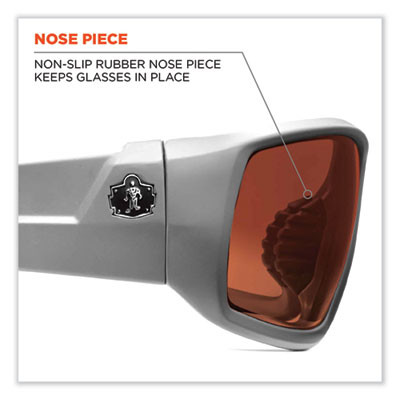 Skullerz Odin Safety Glasses, Matte Gray Full Frame, Polarized Copper Dual Lens