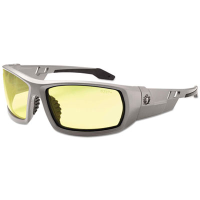 Skullerz Odin Safety Glasses, Matte Gray Full Frame, Yellow Dual Lens