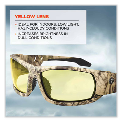 Skullerz Odin Safety Glasses, Kryptek Highlander Full Frame, Yellow Dual Lens