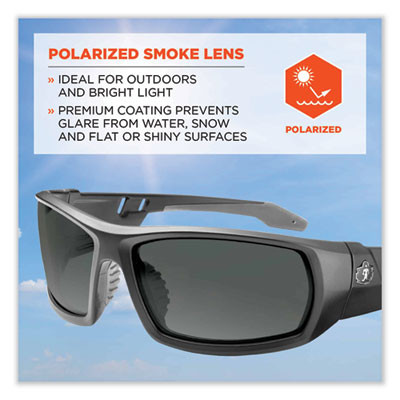Skullerz Odin Safety Glasses, Matte Black Full Frame, Polarized Smoke Dual Lens