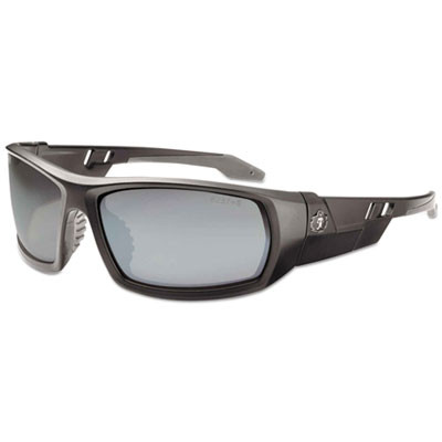 Skullerz Odin Safety Glasses, Matte Black Full Frame, Mirrored Silver Dual Lens