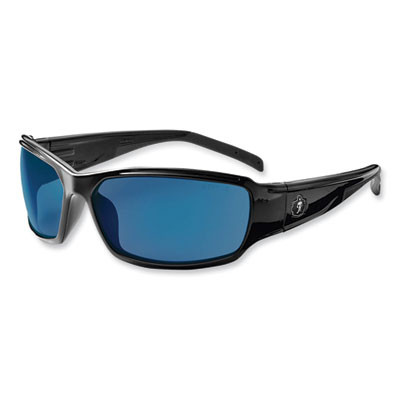 Skullerz Thor Safety Glasses, Black Full Frame, Mirrored Blue Dual Lens