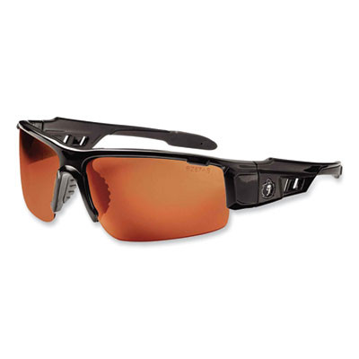 Skullerz Dagr Safety Glasses, Black Half Frame, Copper Single Lens