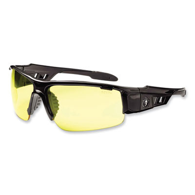 Skullerz Dagr Safety Glasses, Black Half Frame, Yellow Single Lens