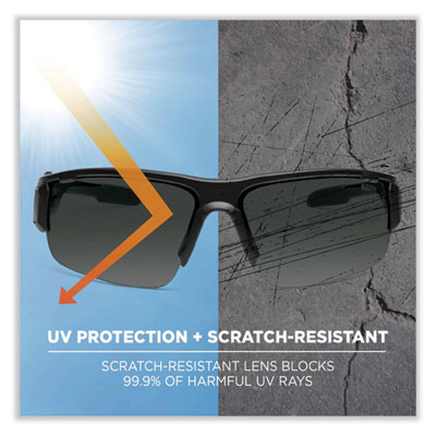 Skullerz Dagr Safety Glasses, Black Half Frame, Polarized G15 Green Shade 3 Vlt Single Lens