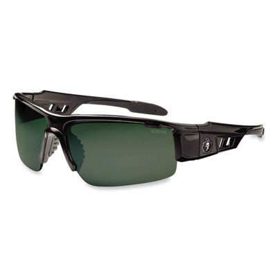 Skullerz Dagr Safety Glasses, Black Half Frame, Polarized G15 Green Shade 3 Vlt Single Lens