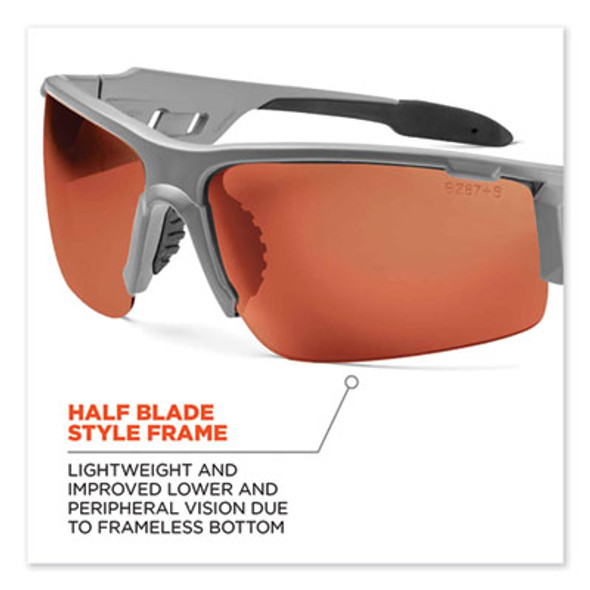 Skullerz Dagr Safety Glasses, Matte Gray Nylon Impact Frame, Polarized Copper Polycarbonate Lens