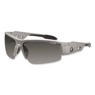 Skullerz Dagr Safety Glasses, Matte Gray Half Frame, Polarized Smoke Single Lens