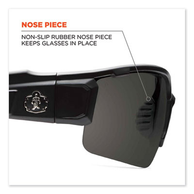 Skullerz Dagr Safety Glasses, Matte Gray Half Frame, Smoke Single Anti-Fog Lens