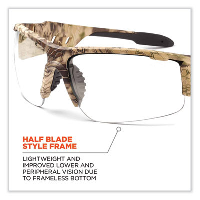 Skullerz Dagr Safety Glasses, Kryptek Highlander Half Frame, Clear Single Lens